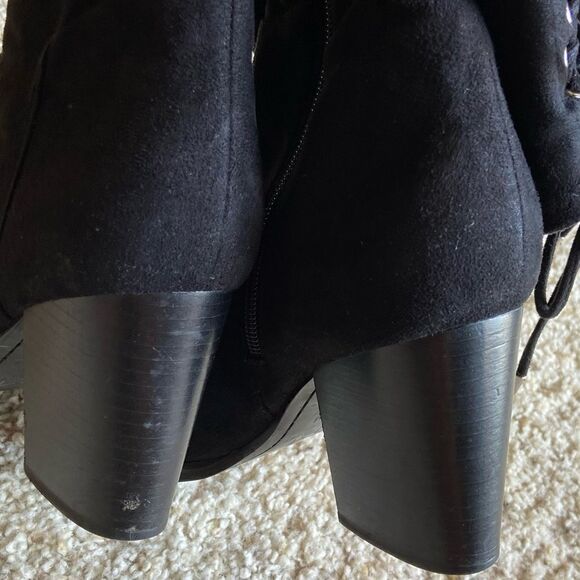 Marc Fisher Lablina Black Suede Heeled Boots  Size 7 - Picture 5 of 9